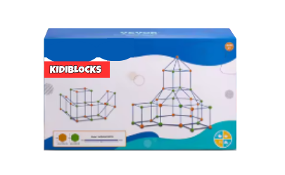 KIDIBLOCKS - Kit de Construction Enfant – Fort, Cabane et Tente | 80 Tiges & 40 Boules – Jeu Créatif Éducatif